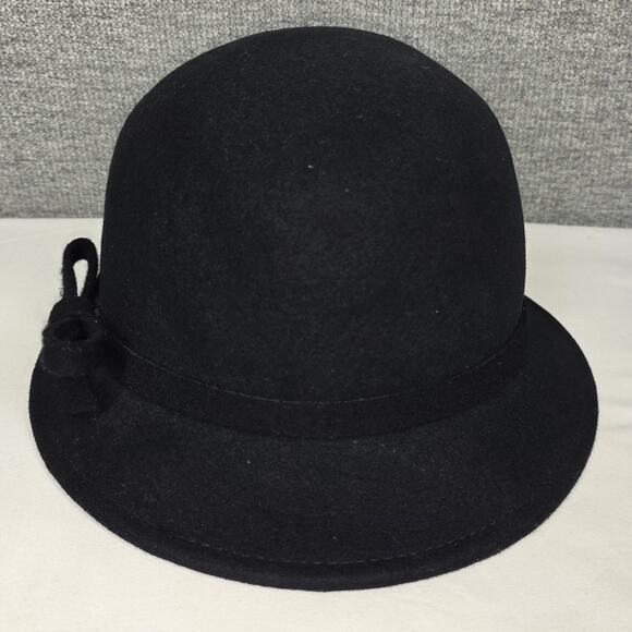 SAKKAS VINTAGE WOMEN'S BLACK 100% WOOL HAT – BOWLER/CLOCHE STYLE – ONE SIZE - Picture 5 of 9